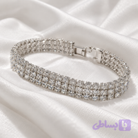 دستبند زنانه چند ردیفه نگین‌دار طرح جواهر