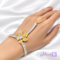 تمیمه (رودستی) زنانه مدل گل نگین‌دار طلایی