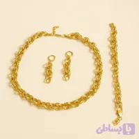 سرویس کامل زیورآلات زنانه طلایی (گردنبند، دستبند و گوشواره)