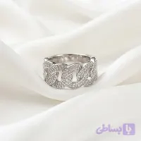انگشتر مردانه کارتیه کوبایی نقره ای با مخراج کاری نگین اتمی SIX