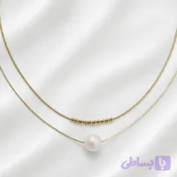 گردنبند دو لاین مروارید و مهره طلایی