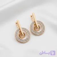 گوشواره ژوپینگ آویز دایره‌ای نگین‌دار طلایی