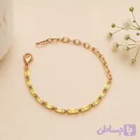دستبند ژوپینگ زنانه طلایی با نگین سبز کریستالی