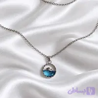 گردنبند مراقبتی طرح موج با نگین آبی