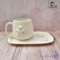 لیوان و زیرلیوانی کریسمس سرامیک خام