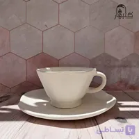فنجان و نعلبکی طرح گل سرامیک خام