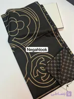 روسری مشکی مجلسی ابریشم دورو وارداتی دست دوز