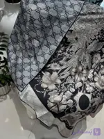 روسری مجلسی طوسی ابریشم گوچی (رنگبندی دارد)