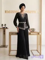 اورال مجلسی مشکی زنانه ترنیس مدل سنگ‌دوزی یقه اشکی _ کد ۶۱