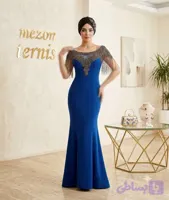 ماکسی ماهی مجلسی آبی کاربنی مزون ترنیس_ کد ۴۰۸