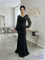 ماکسی مجلسی مشکی زنانه ترنیس کد ۴۲۵