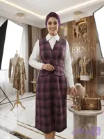 سارافون سوییت چهارخانه بنفش زنانه _ کد ۱۲۳