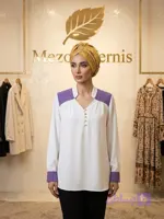 شومیز خامه‌دوزی یقه هفت زنانه _ کد ۳۶۴
