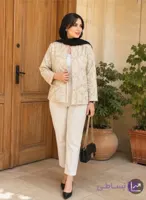 شومیز کت زنانه جلو باز لمه دار  هلیا جنس لنین مدل یقه گرد آستین  افتاده شیک وزیلا