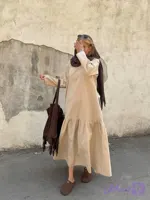 مانتو کفتان ساحلی عروسکی لینن چی چی مد مدل کارامل