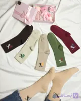 جوراب ساق‌بلند نخی طرح Puma - رنگ‌های پاستلی و کلاسیک ۱۲ جفتی