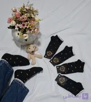 جوراب زنانه طرح مشکی قلبی لب کنگره ای نخ ایرانی 12جفتی کد:۱۱۶