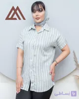 شومیز مانتو جلو دکمه پری رنگبندی _10100