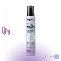 اسپری مو بیول Biol مدل موس حالت‌دهنده و حجم‌دهنده Fine Curls Volume Tube Hair Mousse نگهدارندگی 4 Strong Hold حجم200میل