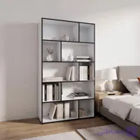 قفسه کتاب سفید براق ۵ طبقه مدرن