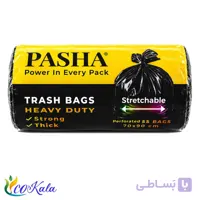 کیسه زباله رولی توپی ضخیم بزرگ مشکی ۵۵ برگی پاشا