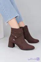 بوت بزرگپا زنانه قهوه ای با اکسسوری