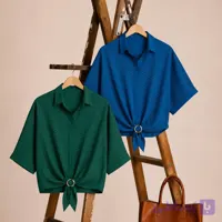 شومیز پایین سگک دار نگین توپی