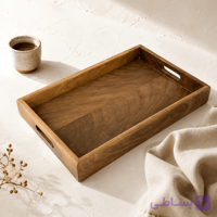 سینی پذیرایی چوب طبیعی گردو با دسته sh734