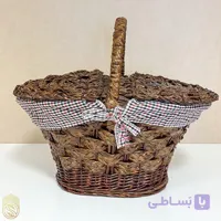 سبد پیک‌نیک حصیری درب‌دار مخروطی sh732