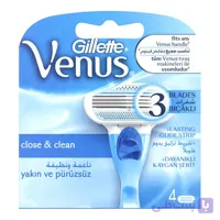 یدک 4 عددی تیغ اصلاح زنانه ونوس از برند ژیلت مدل Close and Clean