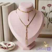 ​گردنبند زنانه استیل ماری با آویز نگین‌دار و مروارید بهمراه زنجیرماری - رنگ ثابت