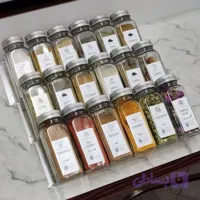 پک کاربردی(شیشه ادویه ۱۸عدد_استند ادویه اکرلیک۳عدد_درب نمک پاش۱۸عدد_لیبل چاپ شده ۱بسته)