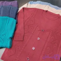 ژاکت بافت زنانه طرح زیر و رو به هم چسبیده زمستانه