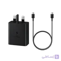 شارژر سامسونگ 45 وات سه پین با کابل اصل+کابل اصلی شرکتی +گارانتی شرکتی طلایی