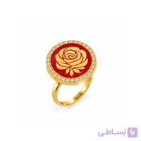 انگشتر گرد عقیق سرخ رز گلد