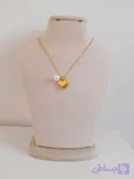 گردنبند قلب و مروارید استیل طلایی