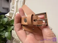 کمربند زنانه چرمی همراه با سگک رنگ ثابت مدل بیضی