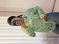 شومیز زنانه مجلسی با پارچه لطیف رنگ سبز ابرنگی