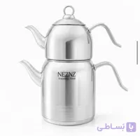 کتری قوری نزاز NEZAZ تمام استیل 3.5 لیتر قوری استیل تمام استیل کف چدن کد 2417
