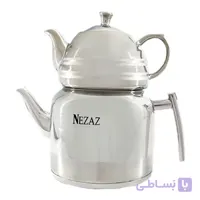 کتری قوری نزاز NEZAZ لوله دار 3 لیتری دسته استیل (قوری کروم) کد 2402
