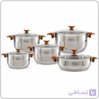 سرویس قابلمه نزاز NEZAZ استیل 10 پارچه کف چدن کد 1050