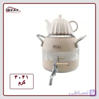 کتری قوری نزاز NEZAZ طرح ترک 5 لیتری رنگی وسط استیل کف چدن کد 3041