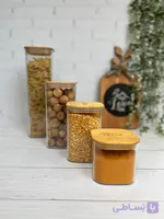 بانکه حبوبات اکرولیک درب چوبی مدل کلیز