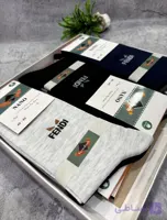 جوراب مردانه ساق بلند جعبه دار جنس درجه یک جین۱۲ تایی در رنگبندی متنوع