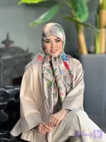 روسری ساتن ابریشم گلدار قواره 120 کد 340