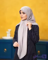 روسری نخی قواره بزرگ رنگ طوسی کد 7-134