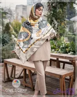 روسری ابریشم توییل زمینه پلنگی جواهراتی قواره بزرگ کد 137