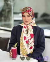 روسری ابریشم توییل طرح گل سایز 140 کد 325