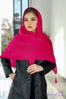 روسری نخی ساده طرح کندویی رنگ ارغوانی کد 3-123