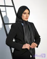 روسری ابریشم رنگ مشکی مناسب محرم ژاکارد قواره 140 کد 162
